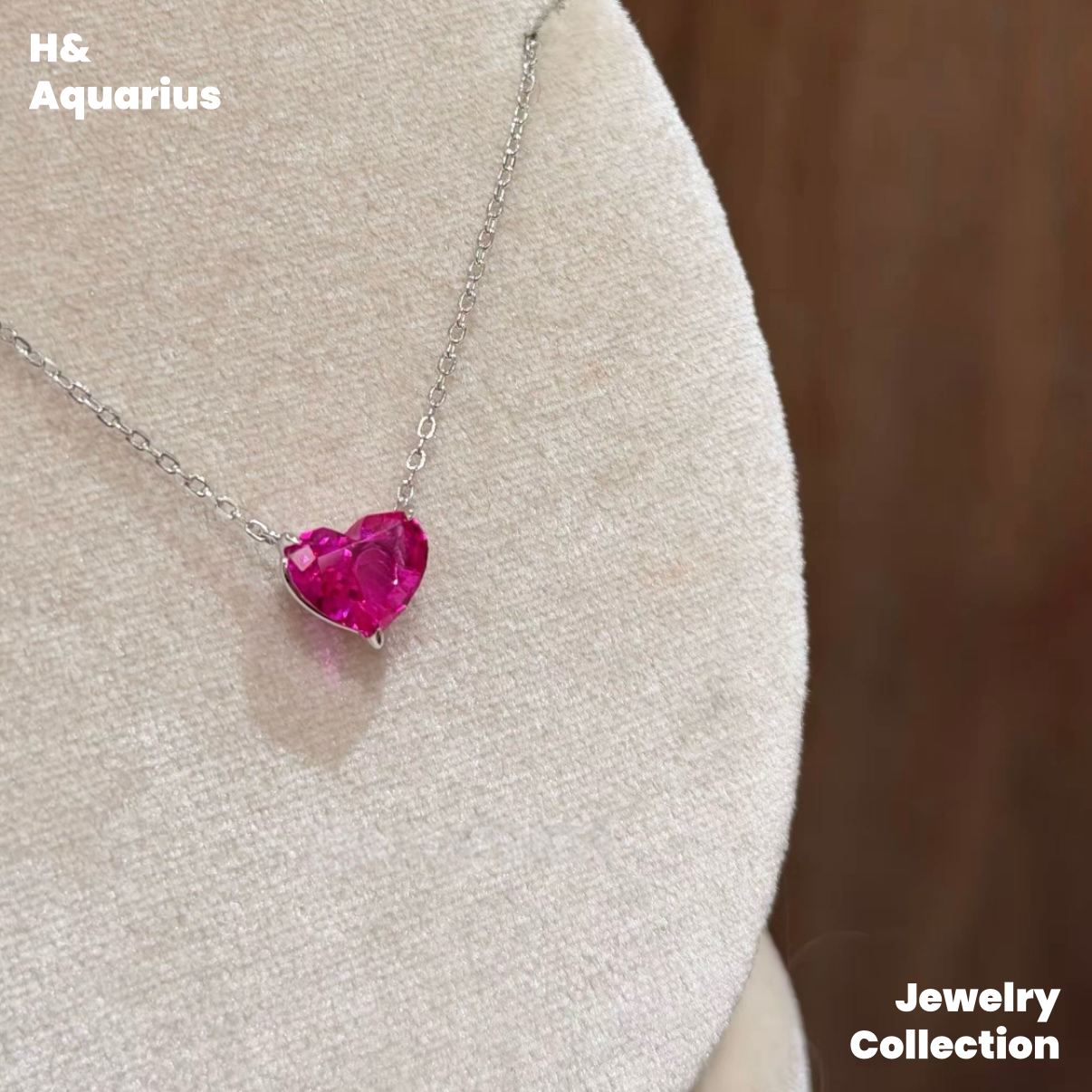 Pendant & Chain: 925 Silver & Zirconia Berry Heart Necklace - Minimalist Everyday Luxury Chain