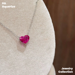 Pendant & Chain: 925 Silver & Zirconia Berry Heart Necklace - Minimalist Everyday Luxury Chain