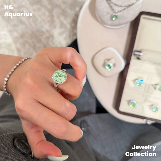 Synthetic YAG Mint Dew Jewelry - 925 Silver Lab-Created Spring Summer Minimalist Collection
