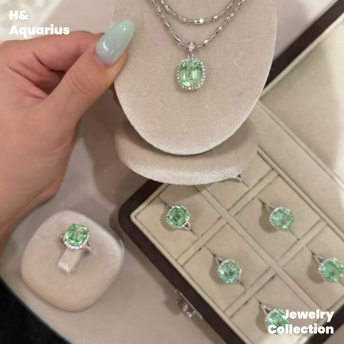 Synthetic YAG Mint Dew Jewelry - 925 Silver Lab-Created Spring Summer Minimalist Collection