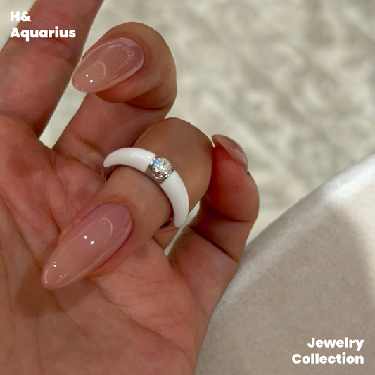 925 Silver Enamel Milky White Star Ring - Minimalist Luxury Statement Ring