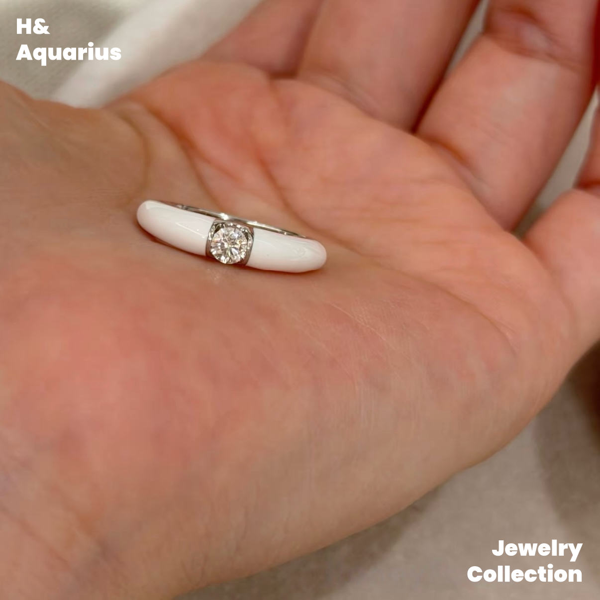 925 Silver Enamel Milky White Star Ring - Minimalist Luxury Statement Ring