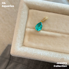 Synthetic YAG Blue Sea Teardrop Pendant - 925 Silver High-Clarity Neon Paraiba Drop Necklace