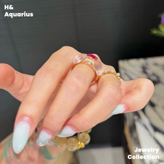 Pink Mist Peach Ring - 925 Silver Crystal Fairy Style Minimalist Design Ring