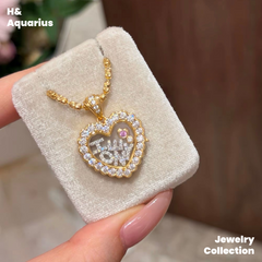 Pendant: 925 Silver & Zirconia "Heart Gallery" Charm - DIY Letter Pendant with Clasp