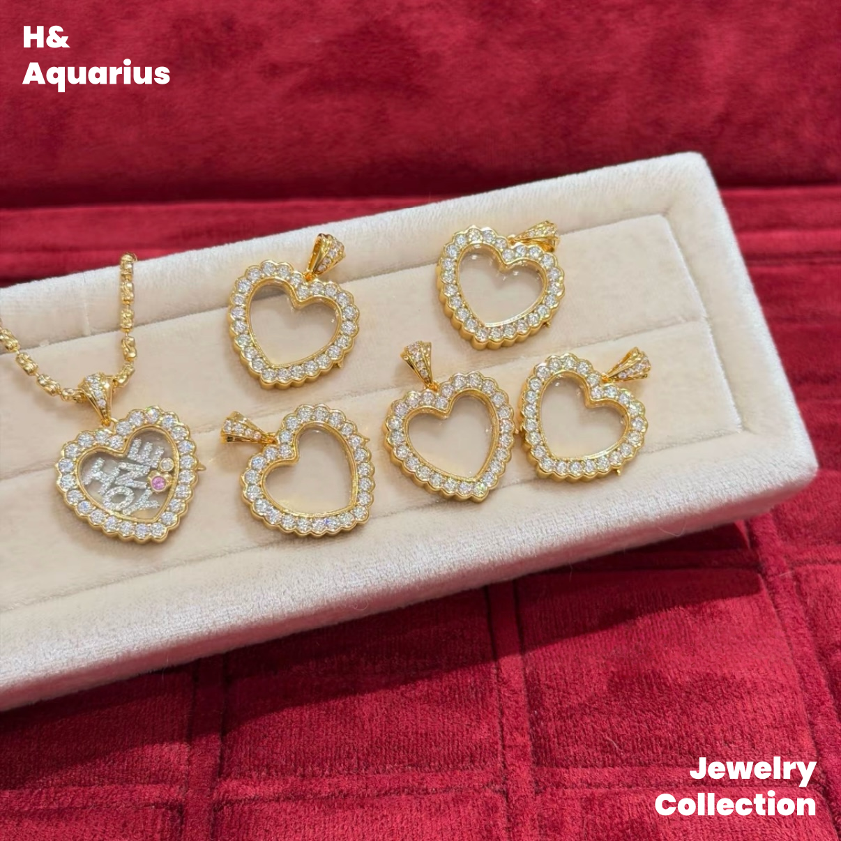 Pendant: 925 Silver & Zirconia "Heart Gallery" Charm - DIY Letter Pendant with Clasp