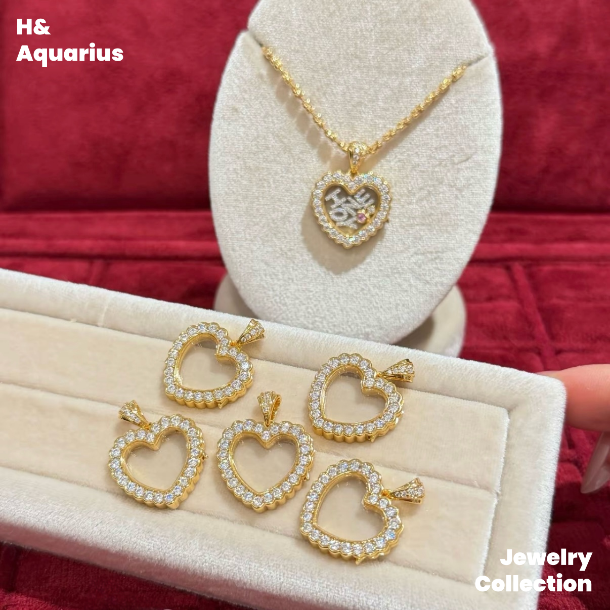 Pendant: 925 Silver & Zirconia "Heart Gallery" Charm - DIY Letter Pendant with Clasp