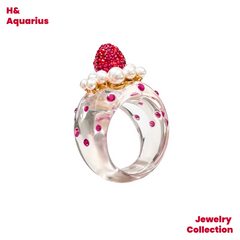 Strawberry Dream Ring - 925 Silver Crystal Minimalist Statement Ring
