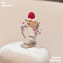 Strawberry Dream Ring - 925 Silver Crystal Minimalist Statement Ring