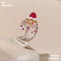 Strawberry Dream Ring - 925 Silver Crystal Minimalist Statement Ring