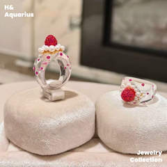 Strawberry Dream Ring - 925 Silver Crystal Minimalist Statement Ring