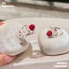 Strawberry Dream Ring - 925 Silver Crystal Minimalist Statement Ring
