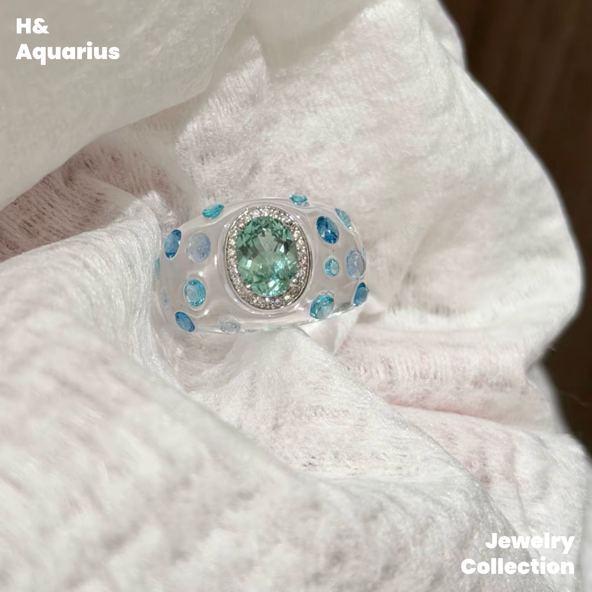 Mint Mojito Ring - Spring Summer Rock Crystal Cool Minimalist Ring