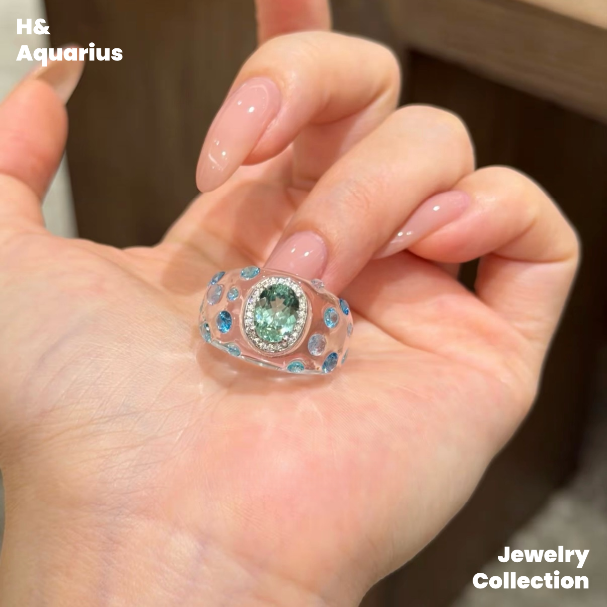 Mint Mojito Ring - Spring Summer Rock Crystal Cool Minimalist Ring