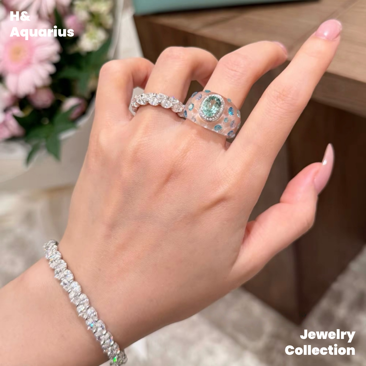 Mint Mojito Ring - Spring Summer Rock Crystal Cool Minimalist Ring