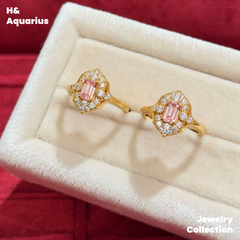 925 Silver & Zirconia Honey Gold Eave Ring - Minimalist Sweet Princess Style Stackable Ring