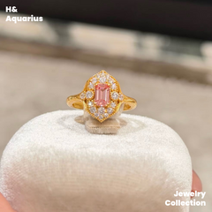 925 Silver & Zirconia Honey Gold Eave Ring - Minimalist Sweet Princess Style Stackable Ring
