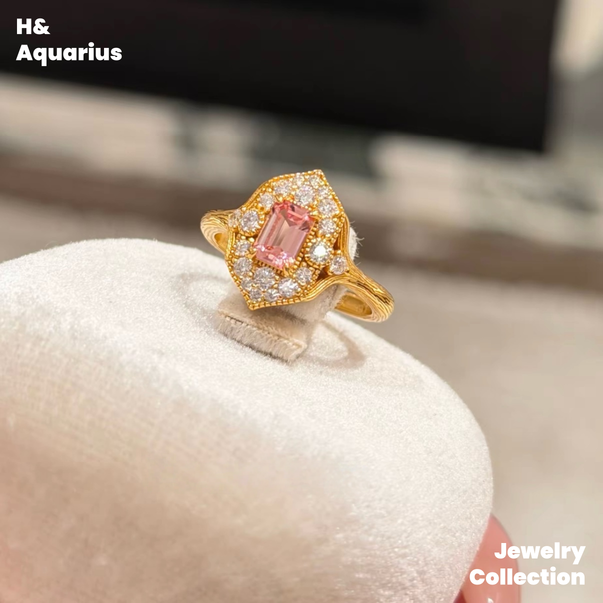 925 Silver & Zirconia Honey Gold Eave Ring - Minimalist Sweet Princess Style Stackable Ring