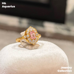 925 Silver & Zirconia Honey Gold Eave Ring - Minimalist Sweet Princess Style Stackable Ring