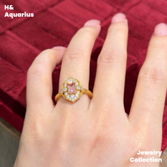 925 Silver & Zirconia Honey Gold Eave Ring - Minimalist Sweet Princess Style Stackable Ring