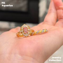 925 Silver & Zirconia Honey Gold Eave Ring - Minimalist Sweet Princess Style Stackable Ring