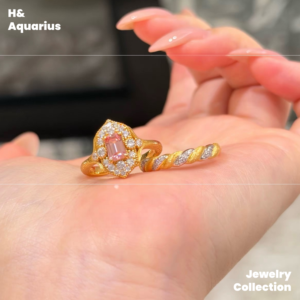 925 Silver & Zirconia Honey Gold Eave Ring - Minimalist Sweet Princess Style Stackable Ring