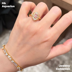 925 Silver & Zirconia Honey Gold Eave Ring - Minimalist Sweet Princess Style Stackable Ring