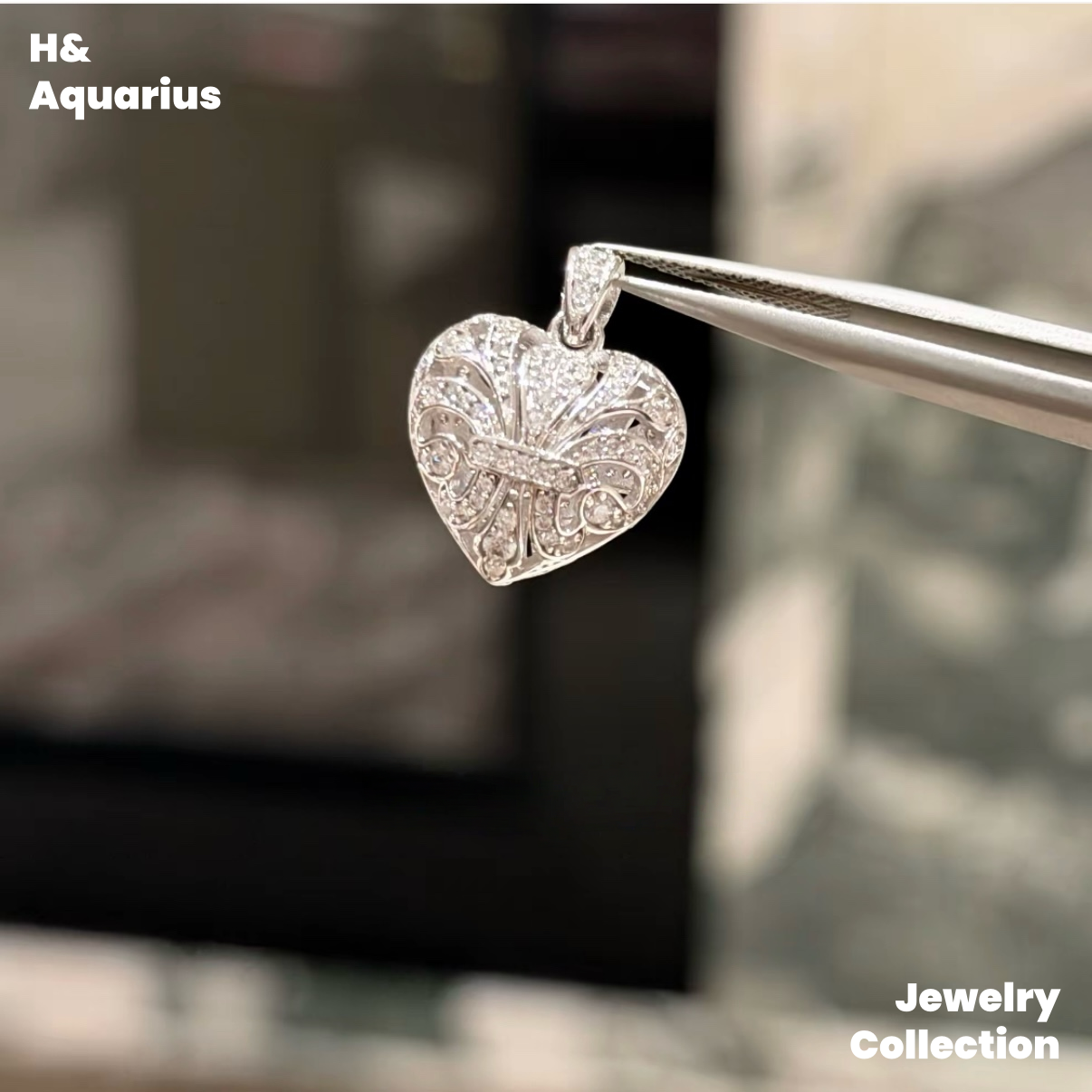 Pendant: 925 Silver & Zirconia Silver Sea Heart Charm - Minimalist Luxury Heart Pendant with Clasp