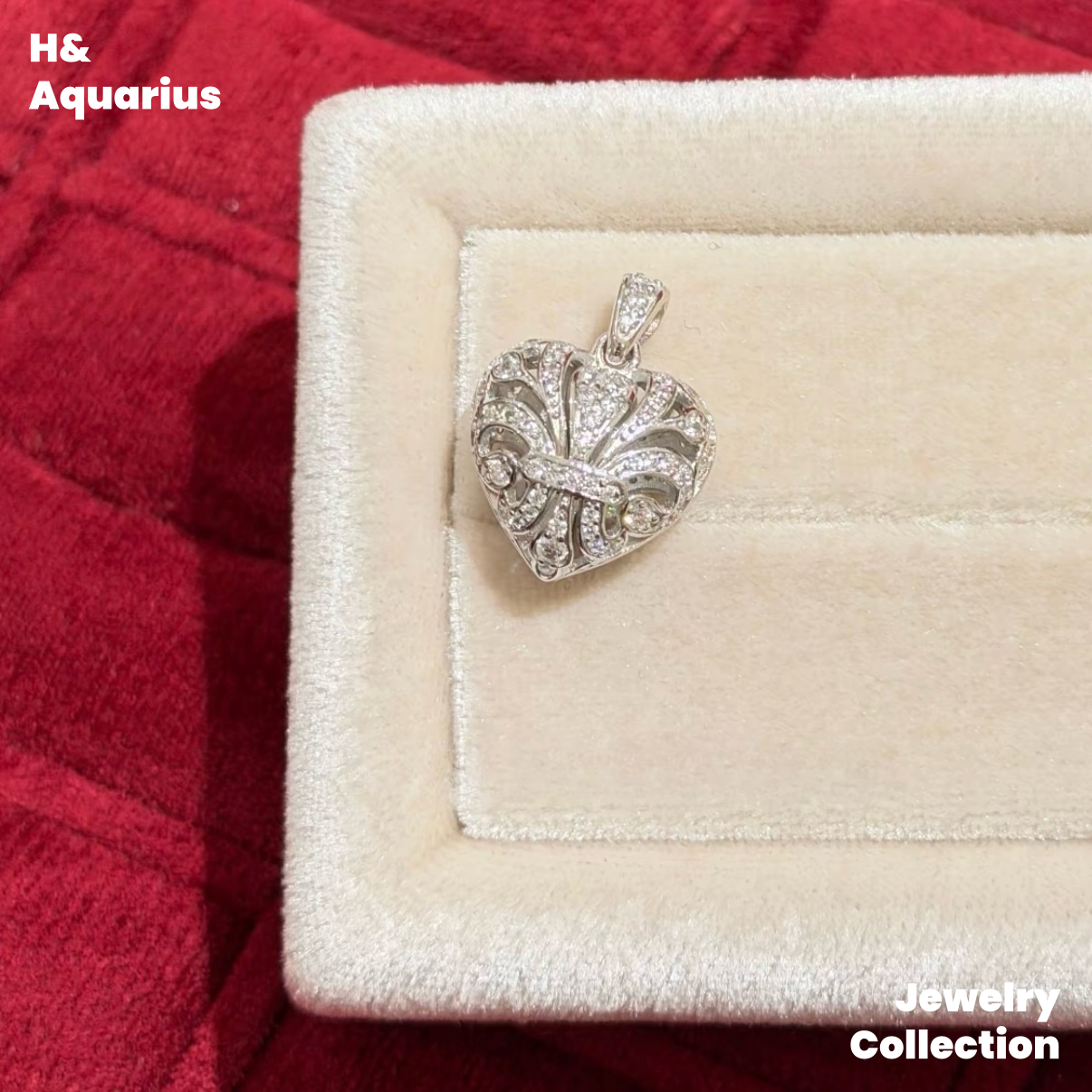 Pendant: 925 Silver & Zirconia Silver Sea Heart Charm - Minimalist Luxury Heart Pendant with Clasp