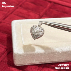 Pendant: 925 Silver & Zirconia Silver Sea Heart Charm - Minimalist Luxury Heart Pendant with Clasp