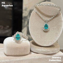 Synthetic YAG Tears of Poseidon Pendant/Ring - 925 Silver Lab-Created Spring Summer Minimalist Jewelry Set
