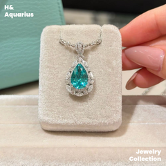 Synthetic YAG Tears of Poseidon Pendant/Ring - 925 Silver Lab-Created Spring Summer Minimalist Jewelry Set