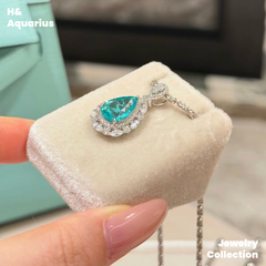 Synthetic YAG Tears of Poseidon Pendant/Ring - 925 Silver Lab-Created Spring Summer Minimalist Jewelry Set