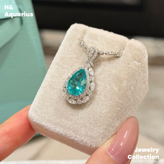 Synthetic YAG Tears of Poseidon Pendant/Ring - 925 Silver Lab-Created Spring Summer Minimalist Jewelry Set