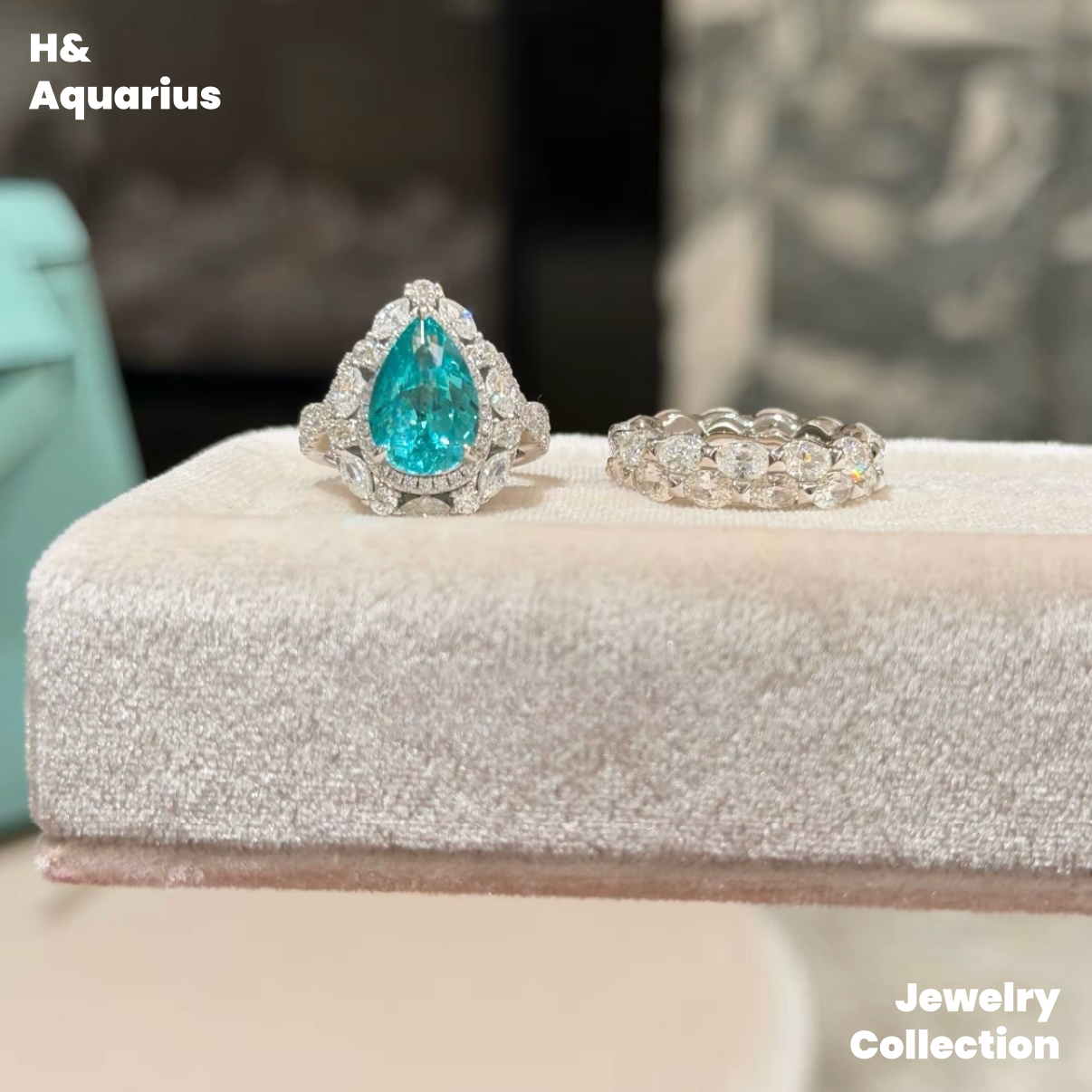 Synthetic YAG Tears of Poseidon Pendant/Ring - 925 Silver Lab-Created Spring Summer Minimalist Jewelry Set