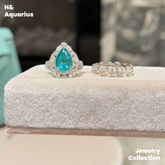 Synthetic YAG Tears of Poseidon Pendant/Ring - 925 Silver Lab-Created Spring Summer Minimalist Jewelry Set