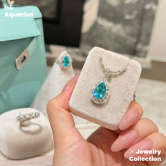 Synthetic YAG Tears of Poseidon Pendant/Ring - 925 Silver Lab-Created Spring Summer Minimalist Jewelry Set