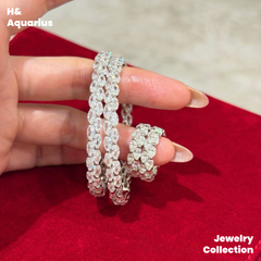 925 Silver & Zirconia Wave Star Bangle - Minimalist Luxury Full Pavé Bracelet