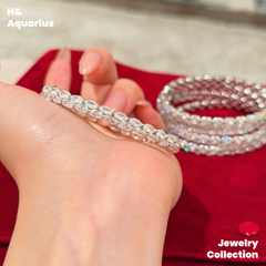 925 Silver & Zirconia Wave Star Bangle - Minimalist Luxury Full Pavé Bracelet