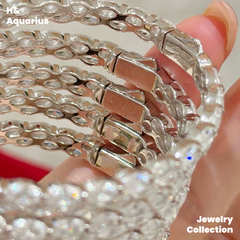 925 Silver & Zirconia Wave Star Bangle - Minimalist Luxury Full Pavé Bracelet