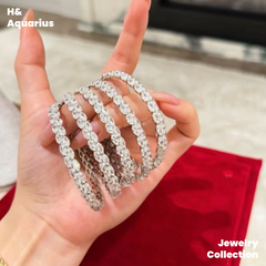 925 Silver & Zirconia Wave Star Bangle - Minimalist Luxury Full Pavé Bracelet