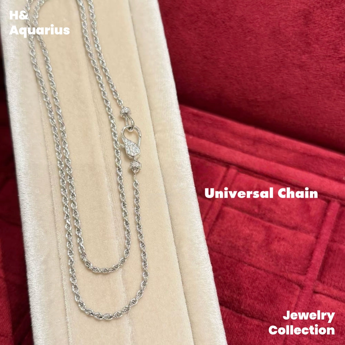 Chain: 925 Silver & Zirconia Soft Twisted Rope Chain - Versatile Luxury Base Chain with Clasp