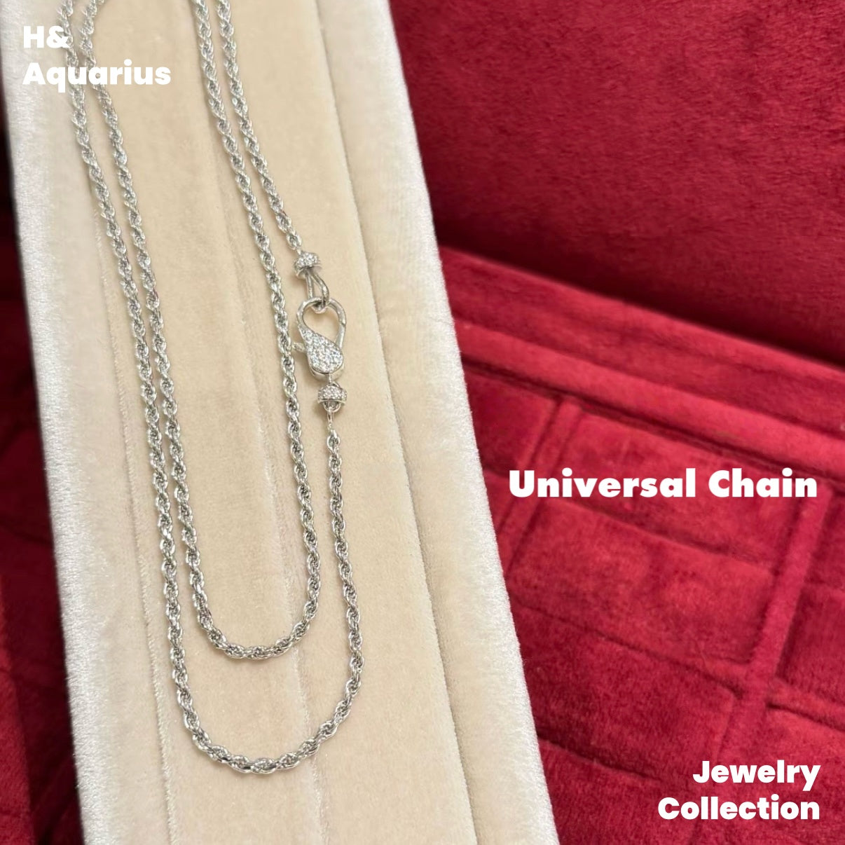Chain: 925 Silver & Zirconia Soft Twisted Rope Chain - Versatile Luxury Base Chain with Clasp