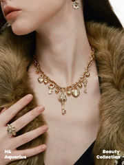 SUMIYAKI Love Lock Cylinder Series Vintage Gold Key Pendant Necklace Girl