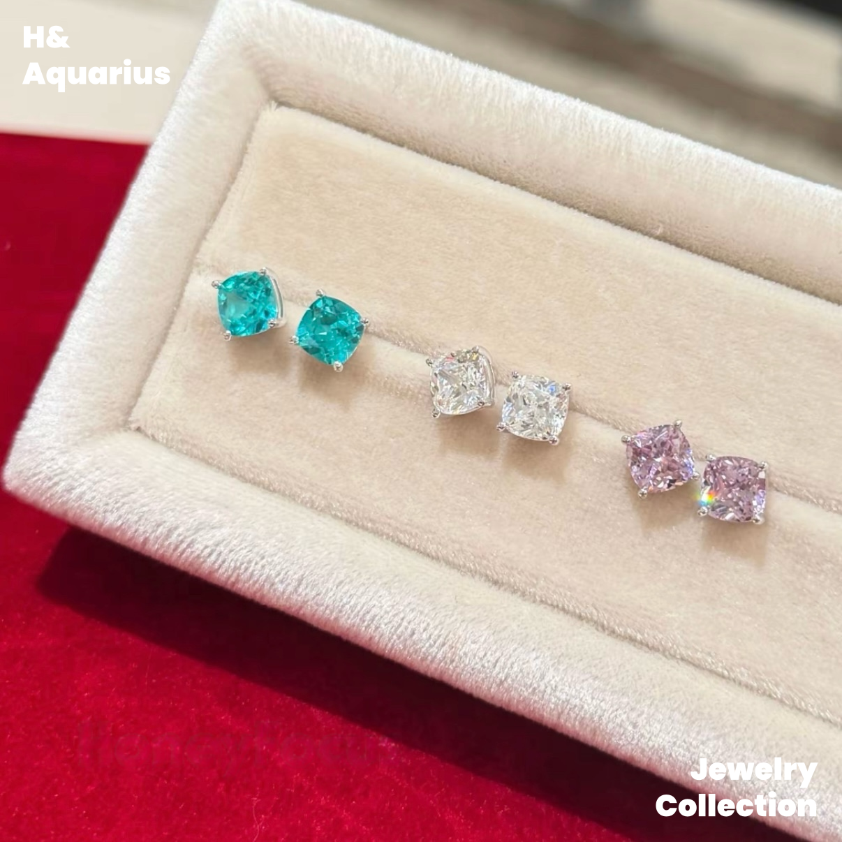 925 Silver & Zirconia Moonlight Cube Necklace/Studs - Minimalist Everyday Silver Jewelry Set