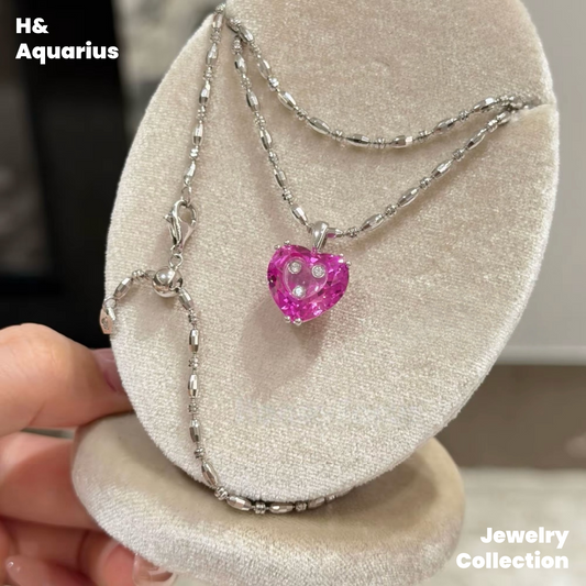 Pendant: 925 Silver & Zirconia Berry Sweetheart Charm - Handmade Luxury Pendant with Clasp