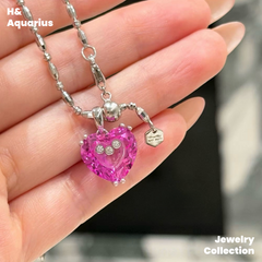 Pendant: 925 Silver & Zirconia Berry Sweetheart Charm - Handmade Luxury Pendant with Clasp