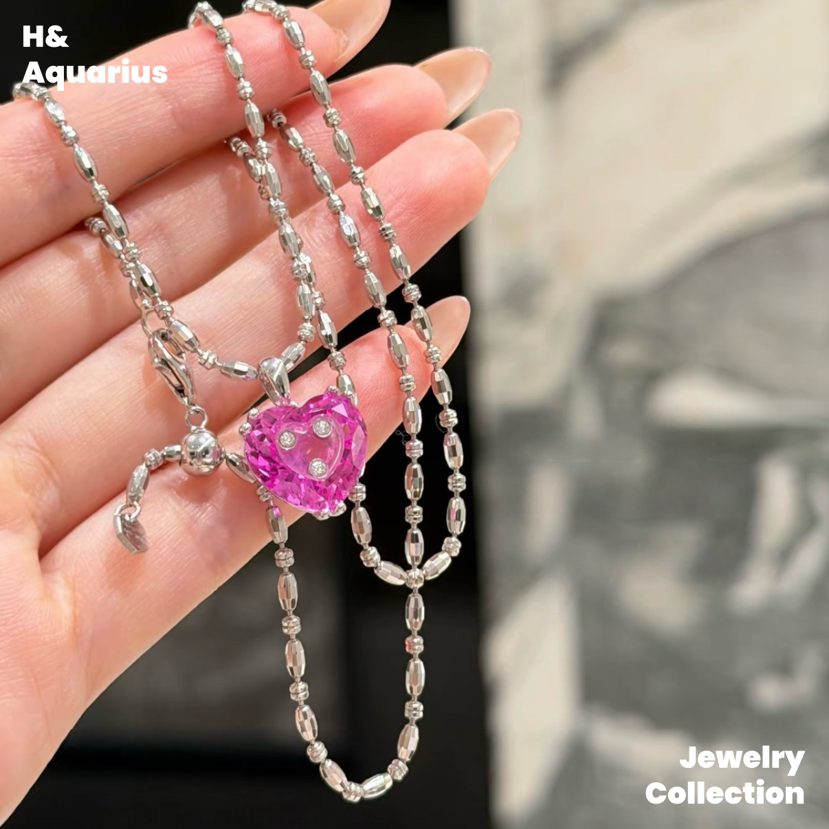 Pendant: 925 Silver & Zirconia Berry Sweetheart Charm - Handmade Luxury Pendant with Clasp