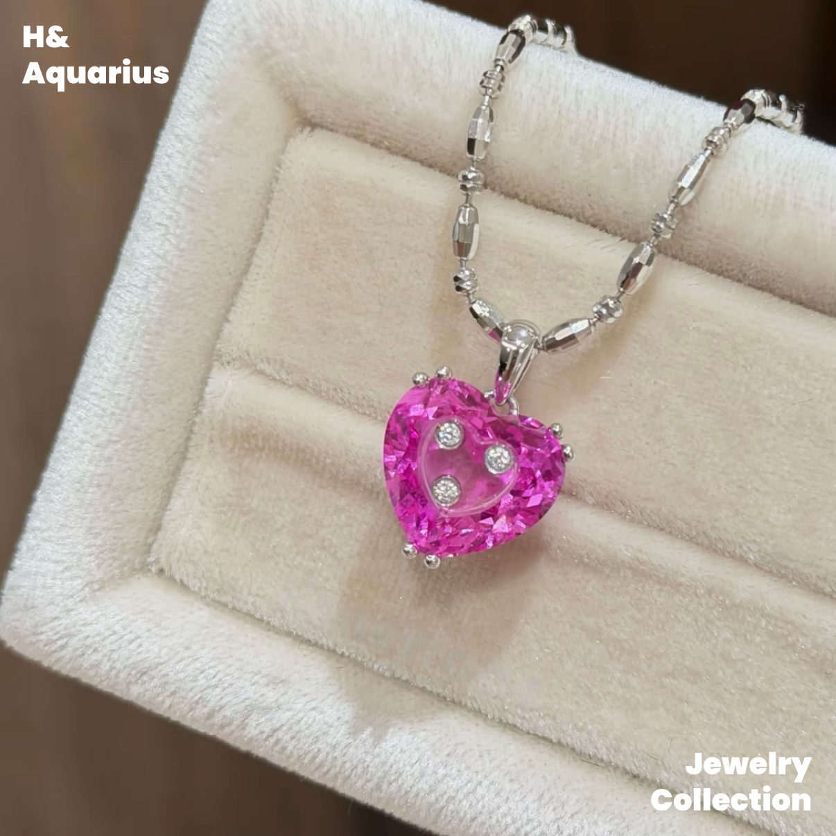 Pendant: 925 Silver & Zirconia Berry Sweetheart Charm - Handmade Luxury Pendant with Clasp