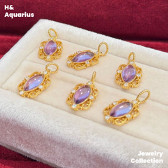 Vintage Marquise Amethyst Pendant - 925 Silver Royal Minimalist Necklace Charm